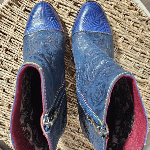 L'ARTISTE BY SPRING STEP Blue Ankle Boots, Women's size 8 - Picture 5 of 6